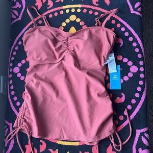 CUPSHE Rusty Orange Ruched Tankini Too Only M